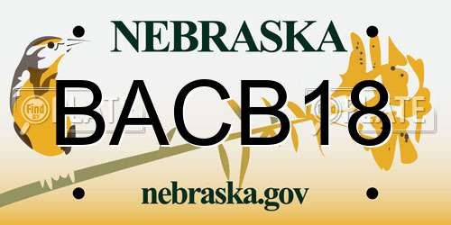 BACB18 Nebraska License Plate