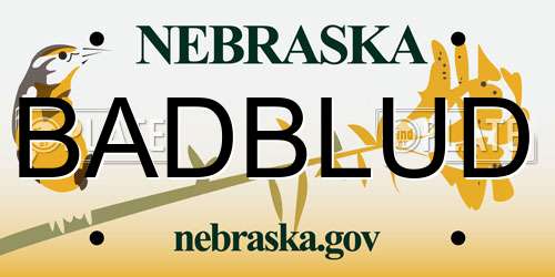 BADBLUD Nebraska License Plate