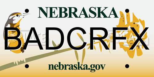 BADCRFX Nebraska License Plate