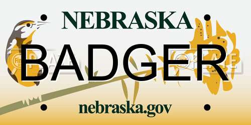 BADGER Nebraska License Plate