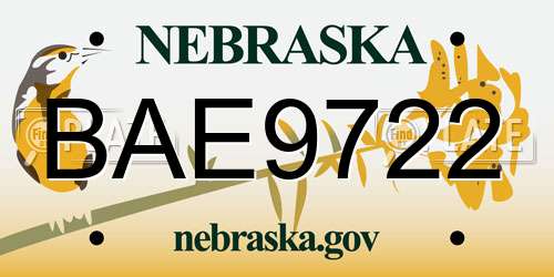 BAE9722 Nebraska License Plate