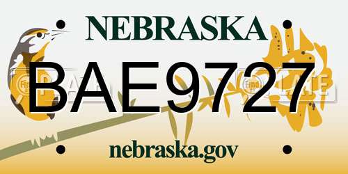 BAE9727 Nebraska License Plate