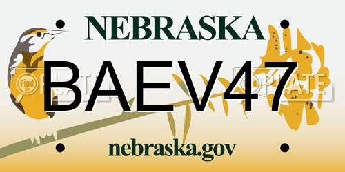 BAEV47 Nebraska License Plate