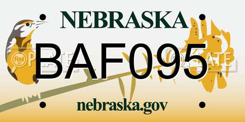 BAF095 Nebraska License Plate