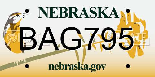 BAG795 Nebraska License Plate