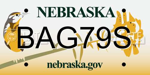 BAG79S Nebraska License Plate