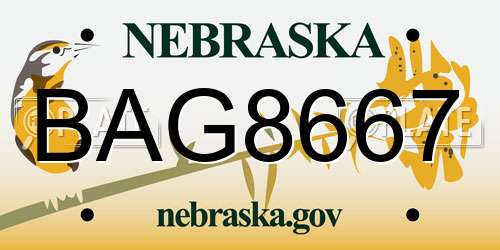 BAG8667 Nebraska License Plate