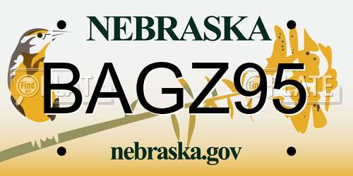 BAGZ95 Nebraska License Plate