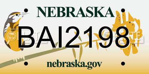 BAI2198 Nebraska License Plate
