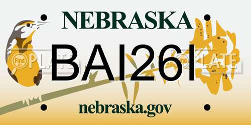 BAI26I Nebraska License Plate