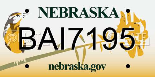 BAI7195 Nebraska License Plate