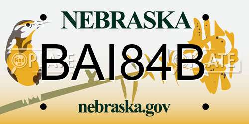 BAI84B Nebraska License Plate