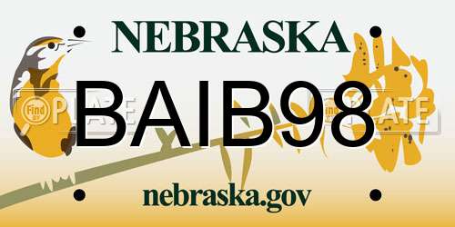 BAIB98 Nebraska License Plate