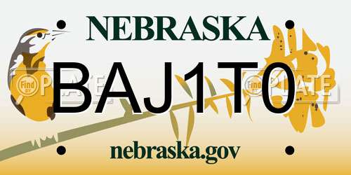 BAJ1T0 Nebraska License Plate