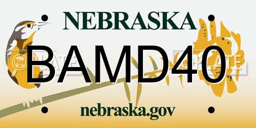 BAMD40 Nebraska License Plate