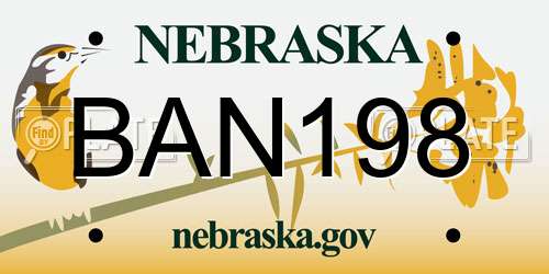 BAN198 Nebraska License Plate