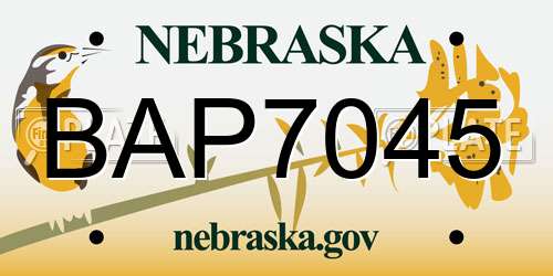 BAP7045 Nebraska License Plate