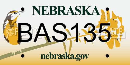 BAS135 Nebraska License Plate