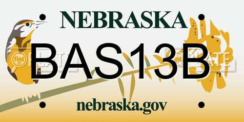 BAS13B Nebraska License Plate