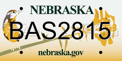 BAS2815 Nebraska License Plate