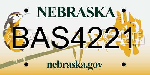 BAS4221 Nebraska License Plate