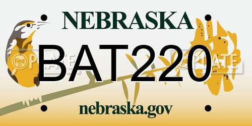 BAT220 Nebraska License Plate