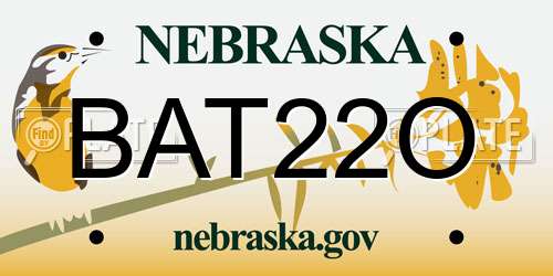 BAT22O Nebraska License Plate