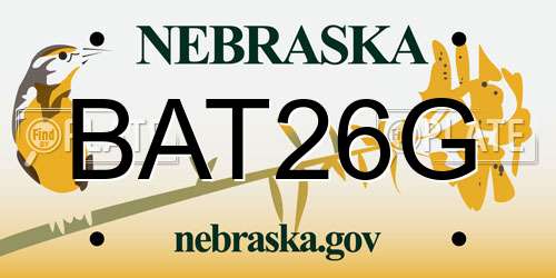 BAT26G Nebraska License Plate