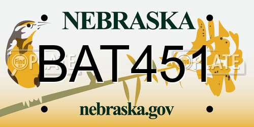 BAT451 Nebraska License Plate