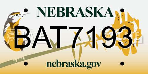 BAT7193 Nebraska License Plate