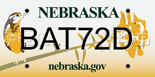 BAT72D Nebraska License Plate