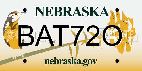 BAT72O Nebraska License Plate