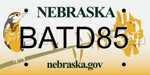 BATD85 Nebraska License Plate