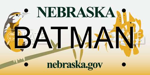 BATMAN Nebraska License Plate