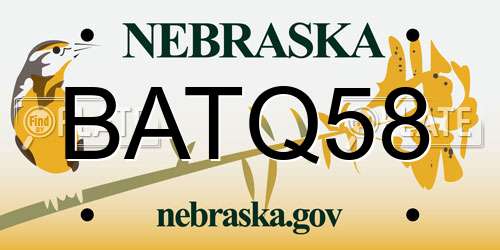 BATQ58 Nebraska License Plate