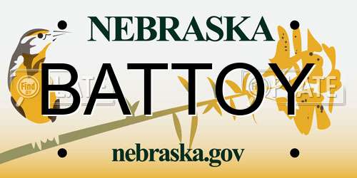 BATTOY Nebraska License Plate