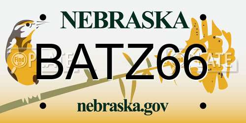 BATZ66 Nebraska License Plate