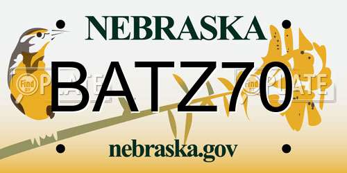 BATZ70 Nebraska License Plate
