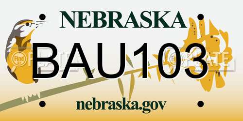 BAU103 Nebraska License Plate
