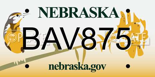 BAV875 Nebraska License Plate