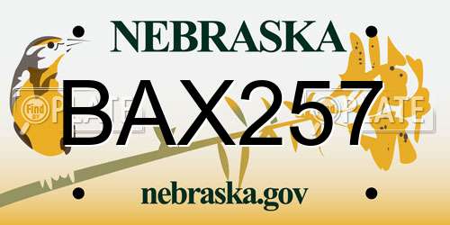 BAX257 Nebraska License Plate