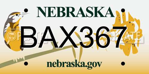 BAX367 Nebraska License Plate