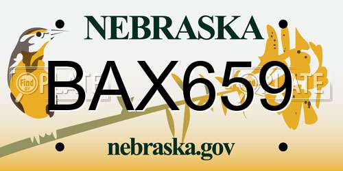 BAX659 Nebraska License Plate