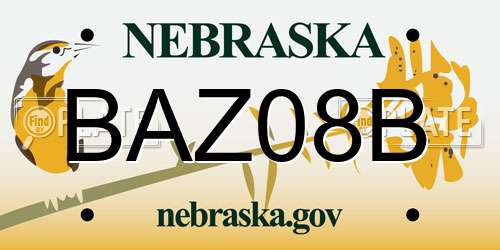 BAZ08B Nebraska License Plate