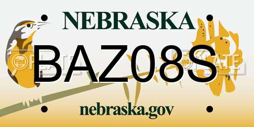 BAZ08S Nebraska License Plate