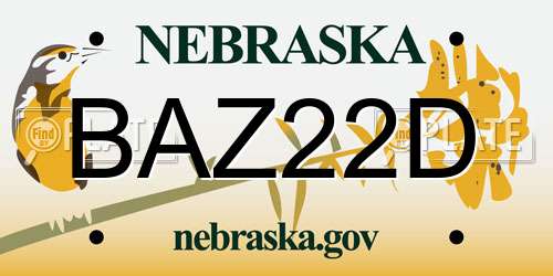 BAZ22D Nebraska License Plate
