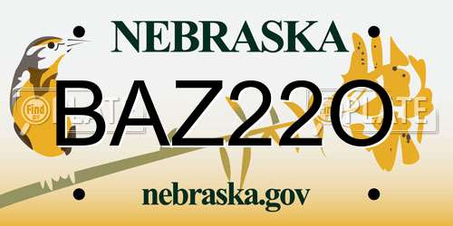 BAZ22O Nebraska License Plate