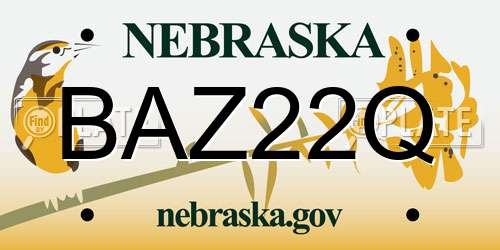 BAZ22Q Nebraska License Plate
