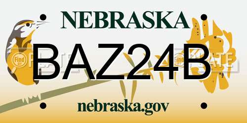BAZ24B Nebraska License Plate