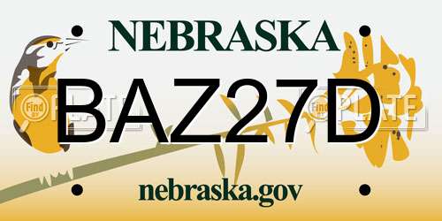 BAZ27D Nebraska License Plate